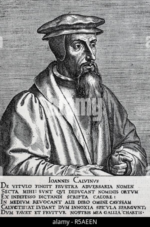 John Calvin, 10 July 1509, 27 May 1564, woodcut, France Stock Photo