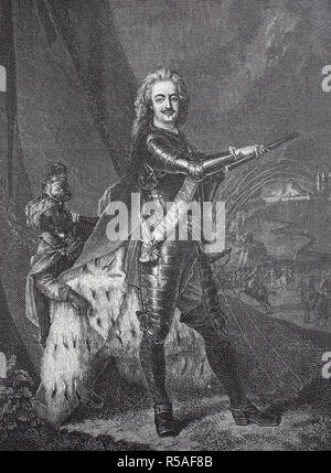 Youth portrait of Leopold I, Prince of Anhalt-Dessau, 3 July 1676, 7 April 1747, woodcut, Germany Stock Photo