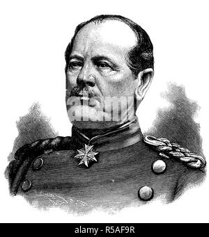Karl Wilhelm Friedrich August Leopold Graf von Werder, 12 September 1808, 12 September 1887, Prussian general, woodcut, Germany Stock Photo