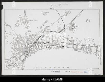 Map of Baku, dated 1918. Baku, MOD Misc 306. [S.l.] : Survey Party MEF, 1918. India. Army. Royal Engineers. Indian Field Survey Company, 1st. Scale 1:21 000. Source: Maps MOD Misc 306 sheet 2. Stock Photo