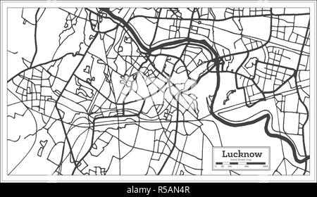 Lucknow India City Map in Retro Style. Outline Map. Vector Illustration ...