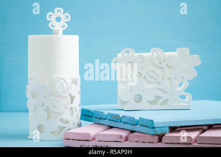 Rolling Paper Towel Standing Holder Stock Photo