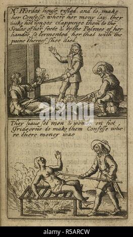 The cruel and bloodthirsty acts in Ireland during the english Civil War and the religious conflicts between Roman Catholics and Protestants. . The Teares of Ireland. England. Source: G.5557 51. Language: English. Author: Cranford, James. Stock Photo