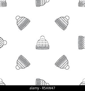 Winter hat pattern seamless vector repeat geometric for any web design Stock Vector