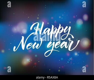 Happy New 2019 Year. Holiday Vector Illustration With Lettering Composition and Burst Vintage Festive Label Stock Vector