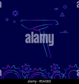 Bike or Bicycle Saddle Vector Line Icon, Symbol, Pictogram, Sign on a Dark Blue Background. Related Bottom Border Stock Vector
