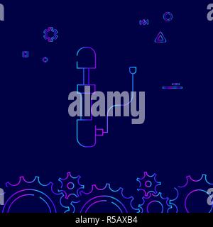 Bike or Bicycle Air Pump Vector Line Icon, Symbol, Pictogram, Sign on a Dark Blue Background. Related Bottom Border Stock Vector