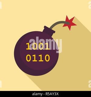 Computer virus bomb icon. Flat illustration of computer virus bomb vector icon for web design Stock Vector