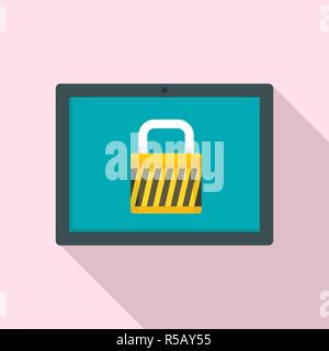 Protected tablet icon. Flat illustration of protected tablet vector icon for web design Stock Vector