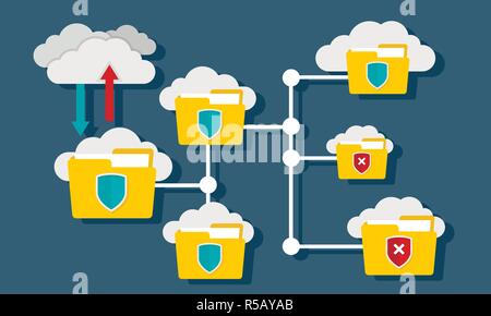 Cloud file protect concept background. Flat illustration of cloud file protect vector concept background for web design Stock Vector