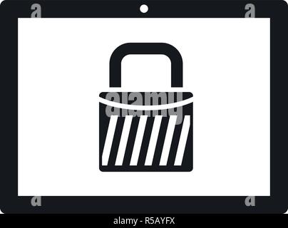 Protected tablet icon. Simple illustration of protected tablet vector icon for web design isolated on white background Stock Vector