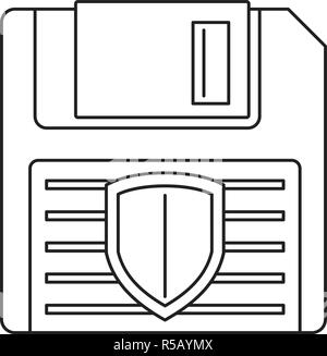 Floppy disk protected icon. Outline illustration of floppy disk protected vector icon for web design isolated on white background Stock Vector