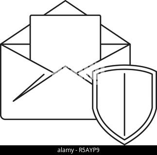 Secured mail icon. Outline illustration of secured mail vector icon for web design isolated on white background Stock Vector