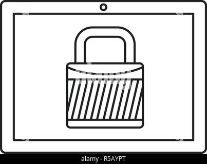 Protected tablet icon. Outline illustration of protected tablet vector icon for web design isolated on white background Stock Vector