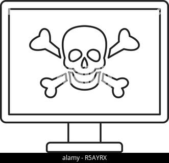 Computer virus attack icon. Outline illustration of computer virus attack vector icon for web design isolated on white background Stock Vector