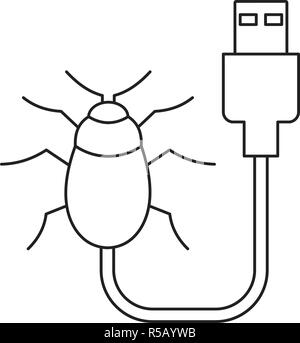 Usb bug icon. Outline illustration of usb bug vector icon for web design isolated on white background Stock Vector