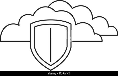 Secured cloud data icon. Outline illustration of secured cloud data vector icon for web design isolated on white background Stock Vector