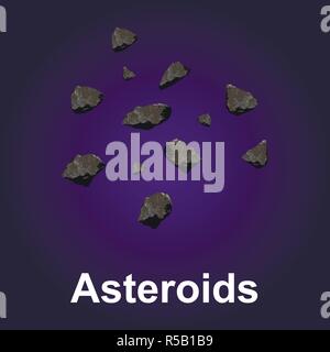 Asteroids icon. Isometric of asteroids vector icon for web design Stock Vector