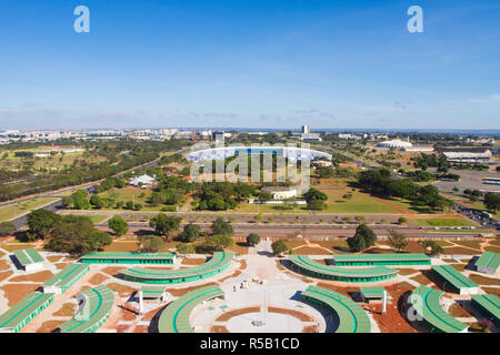 Brazil, Distrito Federal-Brasilia, Brasilia, View of Eixo Monumental from the TV Tower Stock Photo
