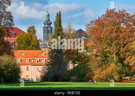 House of Frau von Stein with castle tower, Weimar, Thuringia Stock Photo