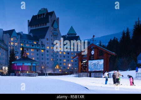 Canada, British Columbia, Whistler, Blackcomb Upper Village, Fairmont Chateau Whistler Resort Stock Photo