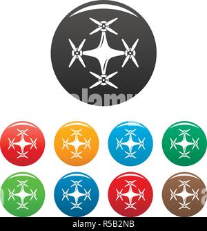 Copter drone icons set 9 color vector isolated on white for any design Stock Vector