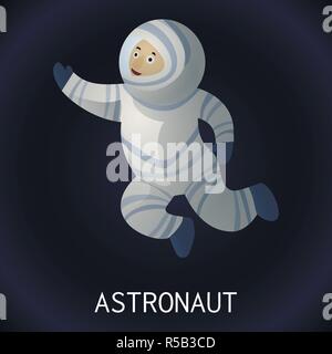 Astronaut in space icon. Cartoon of astronaut in space vector icon for web design Stock Vector