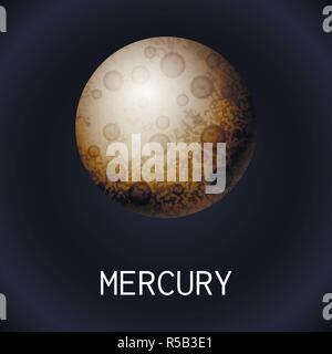 Mercury planet icon. Cartoon of mercury planet vector icon for web design Stock Vector