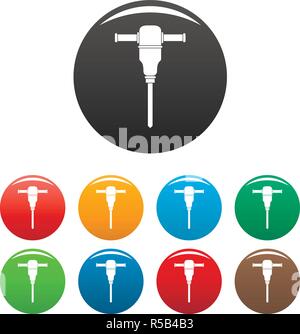 Hand drill machine icons set 9 color vector isolated on white for any design Stock Vector