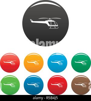 Small helicopter icons set 9 color vector isolated on white for any design Stock Vector