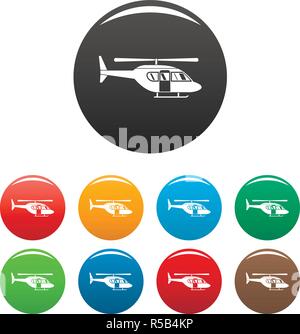 City helicopter icons set 9 color vector isolated on white for any design Stock Vector