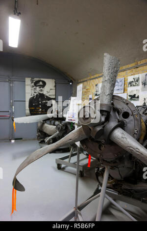 France, Nord-Pas de Calais Region, French Flanders Area, Dunkerque, Memorial du Souvenir, War Memorial Museum, wrecked aircraft engines from the Battle of Dunkirk, 1940 Stock Photo