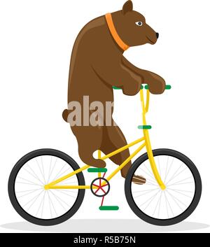 Circus bear on a bicycle. Flat vector illustration. Stock Vector