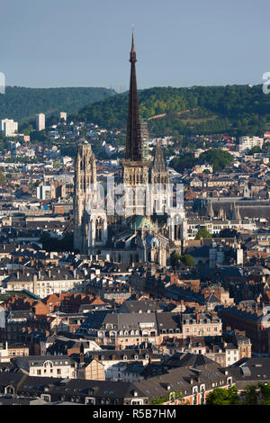 France, Normandy Region, Seine-Maritime Department, Rouen, elevated city view with Cathedral Stock Photo