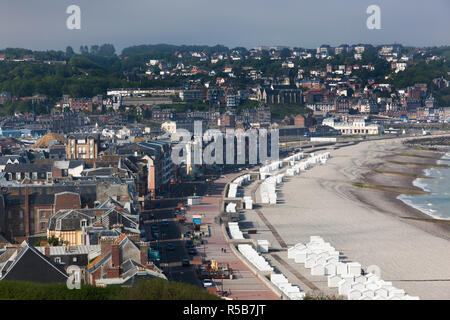 France, Normandy Region, Seine-Maritime Department, Mers Les Bains, resort town elevated view Stock Photo