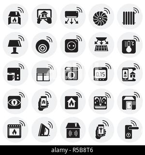 Smart home set on buttons background for graphic and web design, Modern simple vector sign. Internet concept. Trendy symbol for website design web button or mobile app. Stock Vector