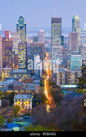 Canada, Quebec, Montreal. Downtown from Mount Royal Park or Parc du Mont-Royal Stock Photo