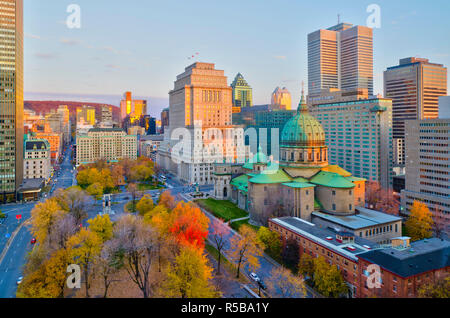 Canada, Quebec, Montreal, Place du Canada and Dorchester Square, Cathedral-Basilica of Mary, Stock Photo