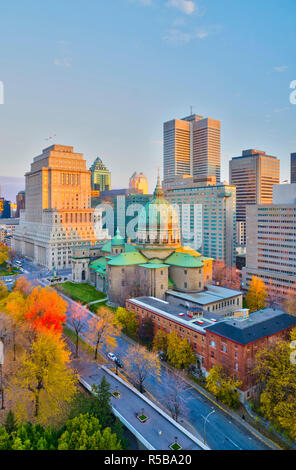 Canada, Quebec, Montreal, Place du Canada and Dorchester Square, Cathedral-Basilica of Mary, Stock Photo