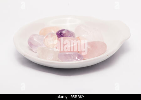 Semi-precious stones on white background Stock Photo