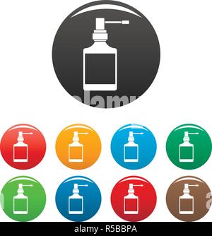 Respiration spray bottle icons set 9 color vector isolated on white for any design Stock Vector
