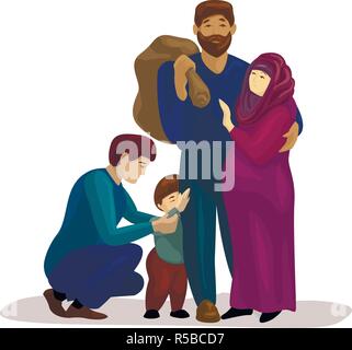 Migrant family escape icon. Cartoon of migrant family escape vector icon for web design isolated on white background Stock Vector