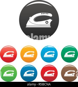 Modern iron icons set 9 color vector isolated on white for any design Stock Vector