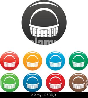 Farm basket icons set 9 color vector isolated on white for any design Stock Vector