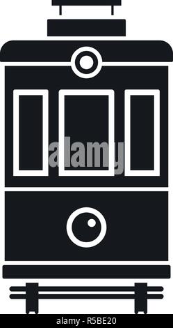Front view tram icon. Simple illustration of front view tram vector icon for web design isolated on white background Stock Vector