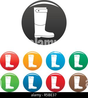 Farm boot icons set 9 color vector isolated on white for any design Stock Vector