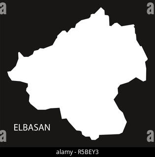 Elbasan Albania map black inverted silhouette illustration Stock Photo