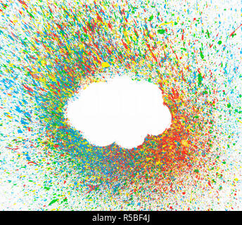Cloud shape over background with colorful splashes Stock Photo