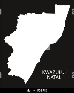KwaZulu-Natal South Africa map black inverted silhouette illustration Stock Photo