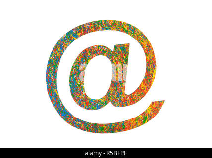 Colorful painted email symbol isolated on white with clipping path Stock Photo